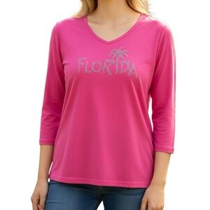 Pink Long Sleeve Tee with Florida Design